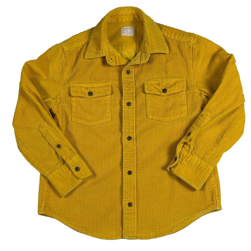 Crewcuts J Crew Boys Size 8 Mustard Yellow Corduroy Button Shirt Overshirt